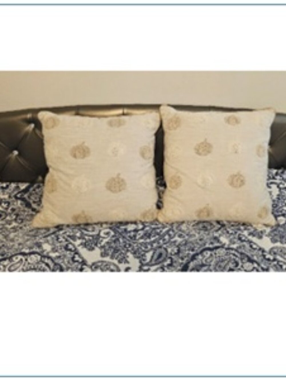 2 Down Filled Pillow Pillows Off White Knitted Pumpkin Pumpkins Autumn Fall EUC